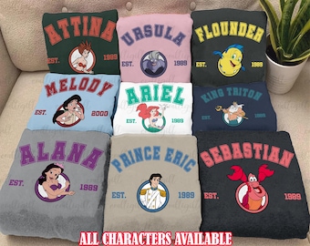 Little Mermaid Ariel Friends Group Shirt, Disney Ariel Princess Shirt, Under The Sea Disneyland Shirt, Ursula Flounder Eric Sebastian Attina