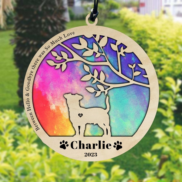 Rainbow Glass Dog Memorial Sun Catcher Etsy