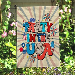 Bandiera patriottica "Festa negli Stati Uniti", bandiera del 4 luglio, bandiera da giardino con l'aquila patriottica, bandiera con la mappa degli Stati Uniti, bandiera degli amanti degli hot dog del 4 luglio, MYH731