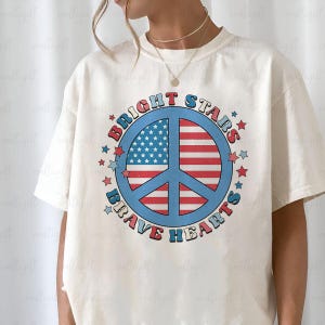 Bring Stars Brave Hearts Usa Shirt, America Peace Patriotic Shirt, 4Th Of July Independence Day Shirt, Floral Usa Memorial Day Shirt, MYH700