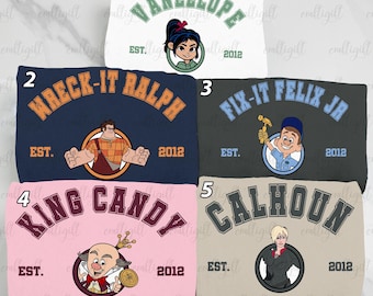 Retro Wreck-It Ralph Characters Shirt, Disney Wreck-It Ralph Calhoun Candy, Vanellope Princess Birthday Shirt, Magic Kingdom Vacation Shirt