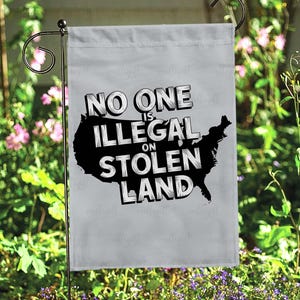 Anti ICE American Map Yard Flag, No One Is Illegal On Stolen Land Flag, Trump Not My President Flag, 86 47 Resist Fascism Home Decor, FGB896