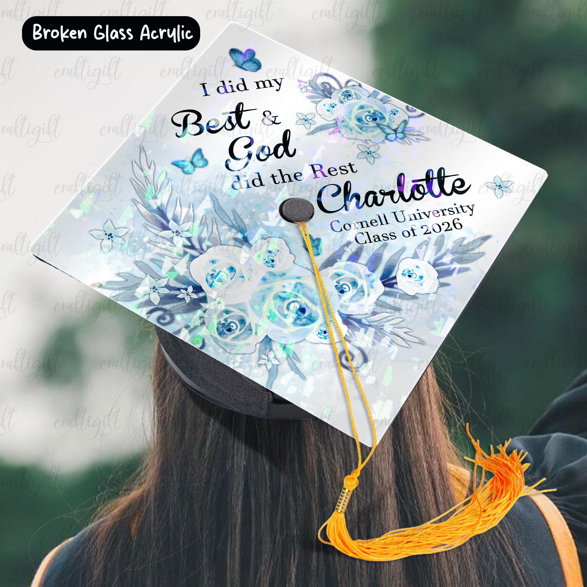 Custom Girly Graduation Cap Topper, Watercolor Roses Grad Hat Decor ...