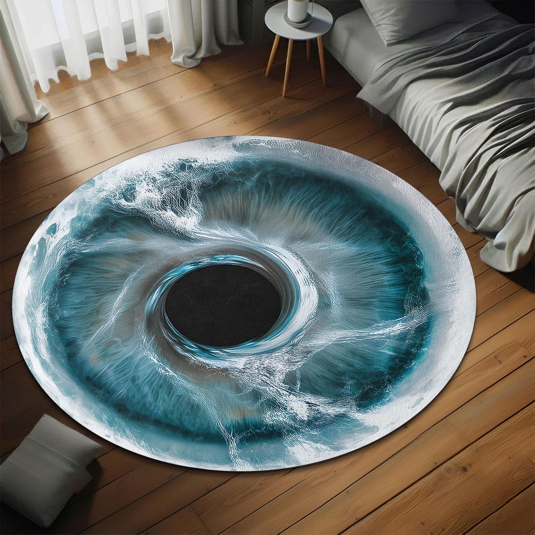 Ocean Eye Illusion 3D Rug, Swirling Water Hole Floor Mat, Turbulent ...