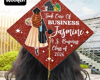 Personalized Business Graduation Cap Topper, Custom Economics School Grad Cap Decor, Class Of 2026 Glitter Grad Hat, Finance Major Gift