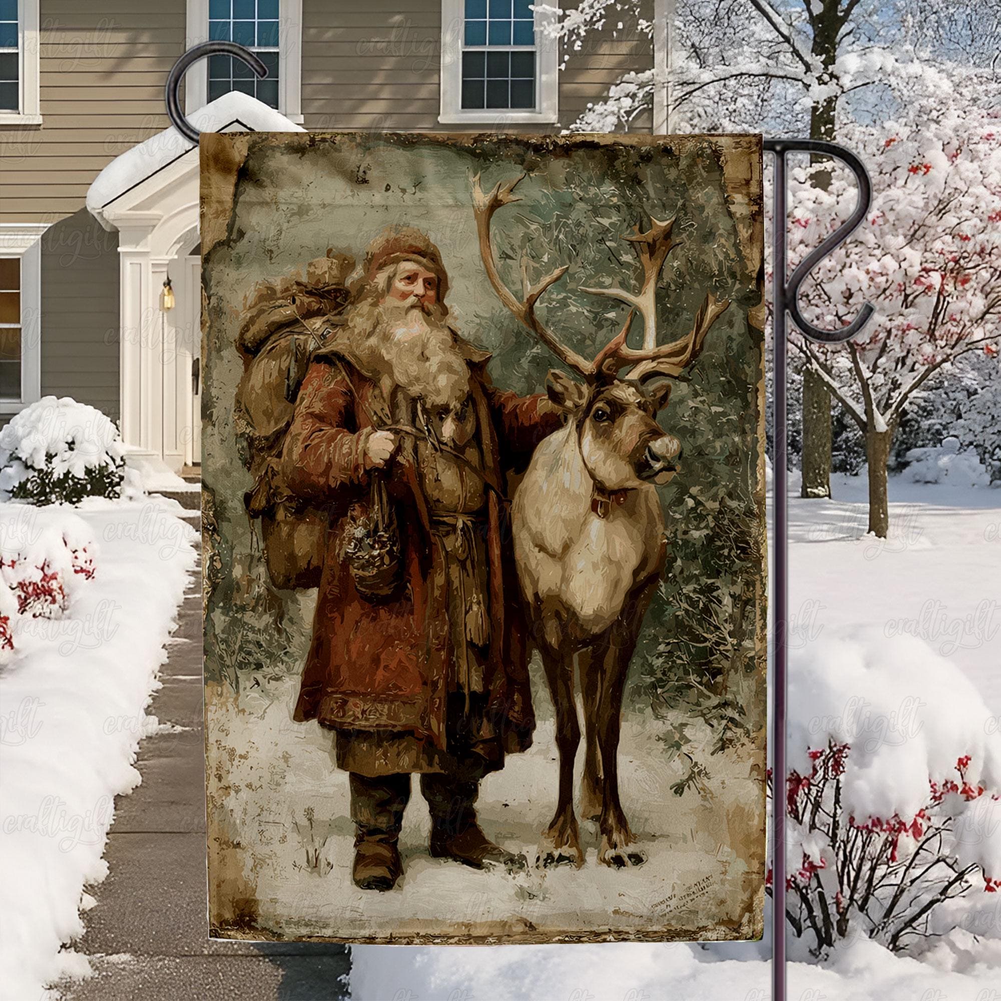 アメリカングラスサイン　サンタアンティーク金箔　ビンテージ Antique Glass Santa - Etsy