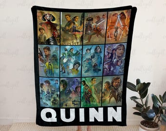 Personalized Star Wars Poster Blanket, Galaxy's Edge Bedding, Darth Vader Blanket, The Mandalorian Bedding, Custom Name Star Wars Bedding