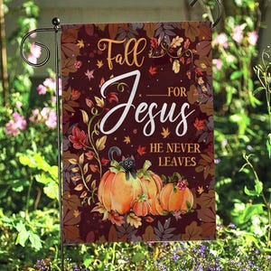 Rainbow In Autumn & Jesus Flag, Faithful Autumn Harvest Gift Flag, Farmhouse Thanksgiving Decor Flag, Happy Thanksgiving Turkey Flag, MYI002