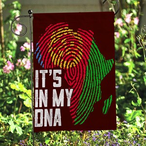 Vlag African Pride In My Dna, vingerafdruk Afrika kaart vlag, Black History African Roots vlag, Awareness For Missing Native Garden vlag, MYH644