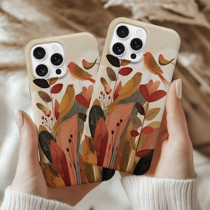 Botanical Cottagecore Aesthetic Phone Case, Autumn Harvest Leaves Phone Case, Forest Rustic Floral Phone Case Gift For Fall Lover, MYI221