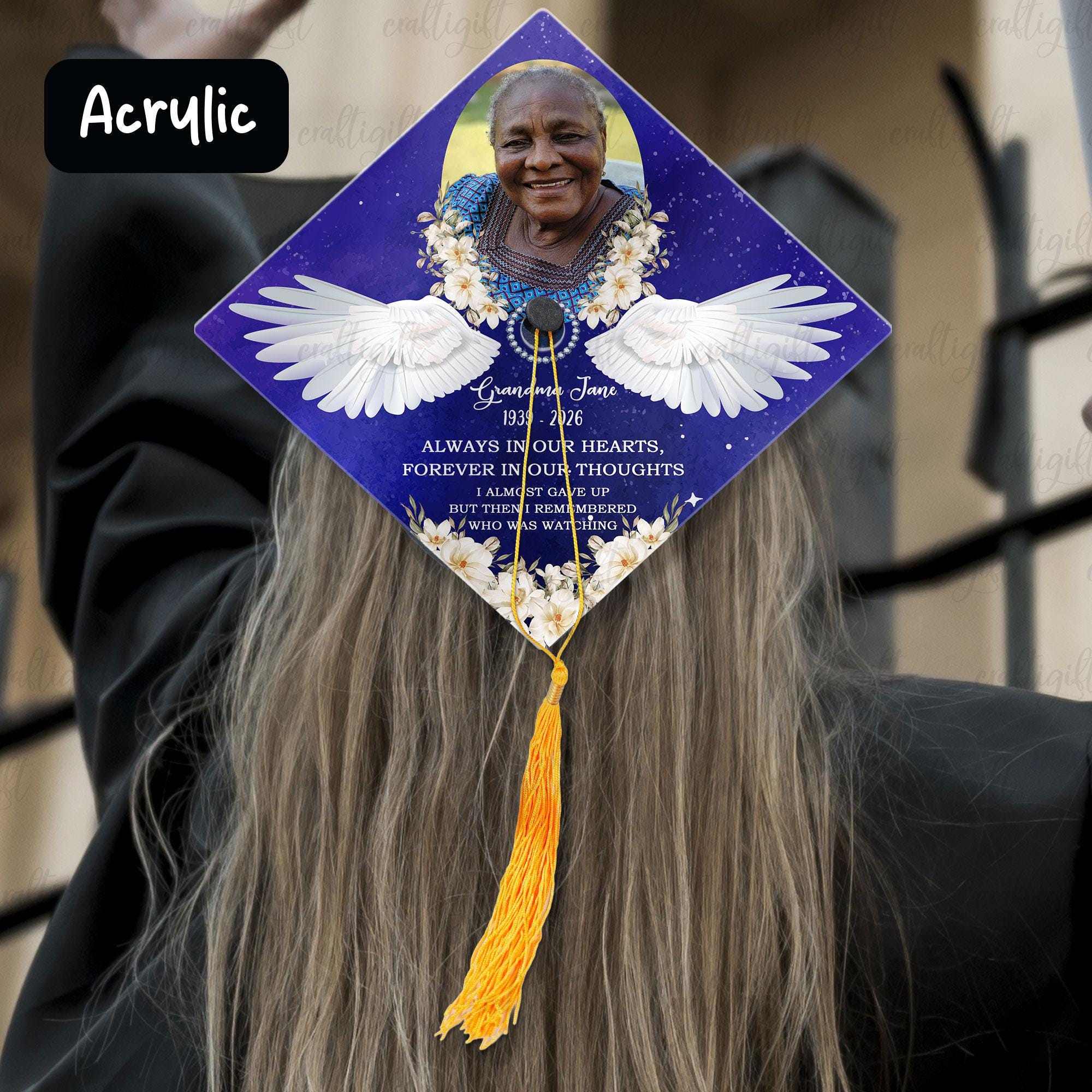 Memorial Graduation Topper Custom Memorial Graduation Cap Topper, Sympathy Loved One Loss Grad Cap ...