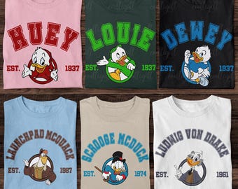Retro Disney Ducktales Characters Shirt, Louie Huey Dewey Ducks Shirt, McQuack McDuck Birthday Shirt, Animal Kingdom Ducktales Group Shirt