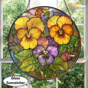Orchid Flower Stained Glass Suncatcher, Yellow Orchid Window Hanging, Aquarius Orchid Birth Flower Gift, Unique Birthday Gift For Her,MYJ397