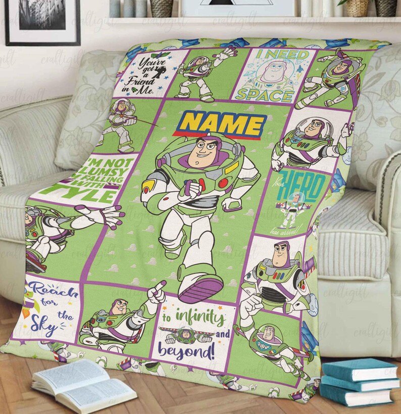 Customized Buzz Lightyear Name Blanket, Custom Space Ranger Kids Throw, Disney Toy Story Baby Blanket, Buzz Lightyear Fleece Blanket, NVA847 Bild 6