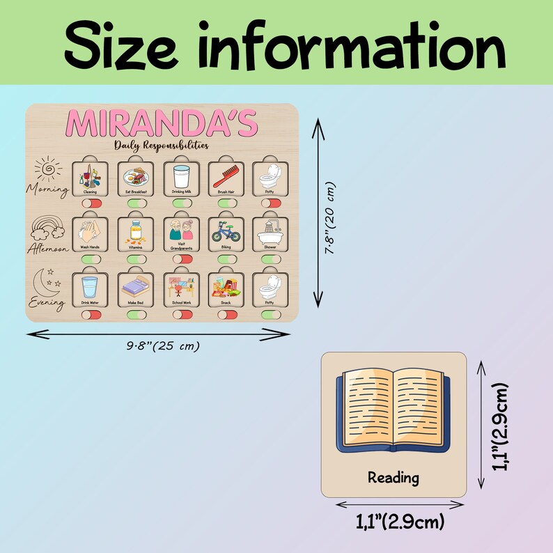 Personalized Wooden Routine Chart, Daily Checklist Board, Kids Daily ...