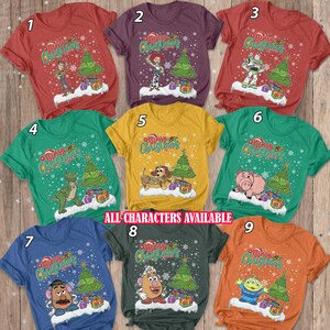 Toy Story Christmas Tree Shirt, Pixar Toy Characters Holiday Group Shirt, Toy Story Snowy Season Shirt, Disney Xmas Family Matching, BYA097