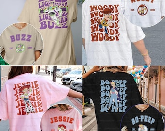 Disney Pixar Toy Story Character 2 Sided Shirt, Buzz Lightyear Woody Jessie, You'Ve Got A Friend In Me Shirt, Toy Story Birthday Party Shirt