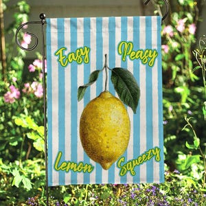Summer Easy Peasy Lemon Squeezy Flag, Aesthetic Ocean Summer Flag, Palm Tree Parrot Summer Garden Flag, Palm Trees Summer Decor Flag, MYH868