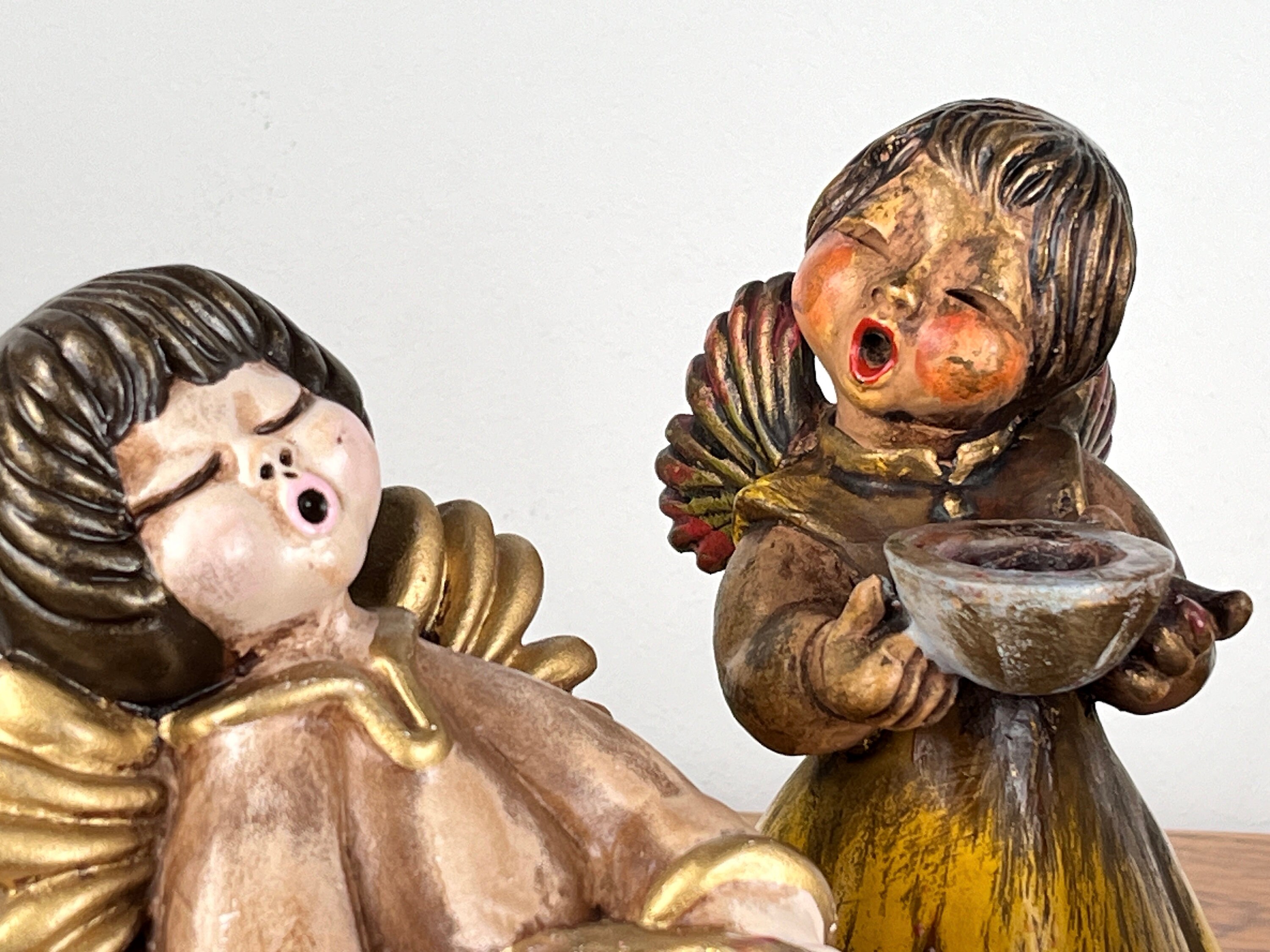 3 Original Bozen Thun Ceramic Angels 18 Cm | Vintage Handmade