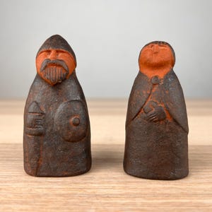 Vintage dansk Thyssen keramik vikingapar Danmark mitten av århundradet skandinavisk keramikfigur nordisk konst Studio Keramik