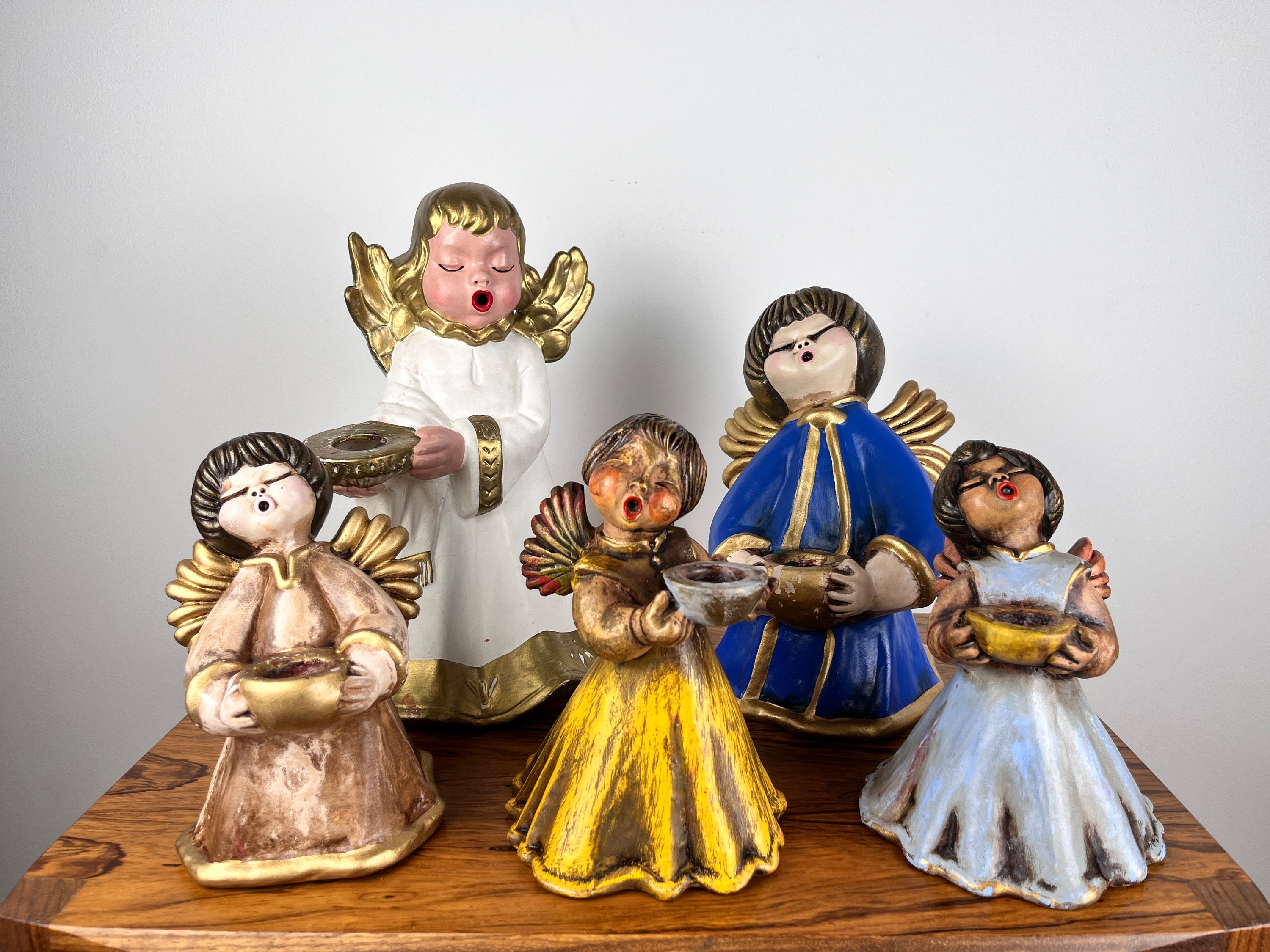 3 Original Bozen Thun Ceramic Angels 18 Cm | Vintage Handmade