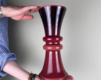 Große Glas Vase   I   Spulenvase  I   entworfen in den 60er / 70er Jahre  / Designerglas - 30 cm, 1,4 kg