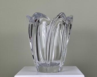 Französische Art Deco Kristallvase von Cristalleries De Vannes-Le-Chatel & Vierzon, 1930er Vase aus Glas  I  Glasvase