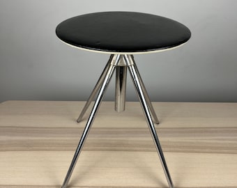 Hailo Drehhocker schwarz – Industrial Vintage – Chrom Werkstatthocker – Hocker – Mid‑Century Germany