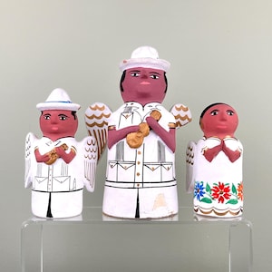 3 figuras mexicanas vintage - pintadas a mano de terracota I arte popular mexicano