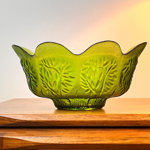 Glasschale Vintage Glass Bowl   I   Tree Design   I  Baum Relief   I   Skandinavisches Design   I    DDR design Schüssel