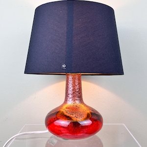 Red table lamp / desk lamp from the 70s | Ceramic lamp, floor lamp | Fat Lava glaze | ARO lamp, table lamp, mid-century lamp