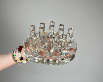 Vintage Glas‑Stövchen – Teestövchen aus Klarglas – für Teekanne, Mid‑Century Tischkultur, Vintage 70er West Germany  Georgshuette I Teelicht