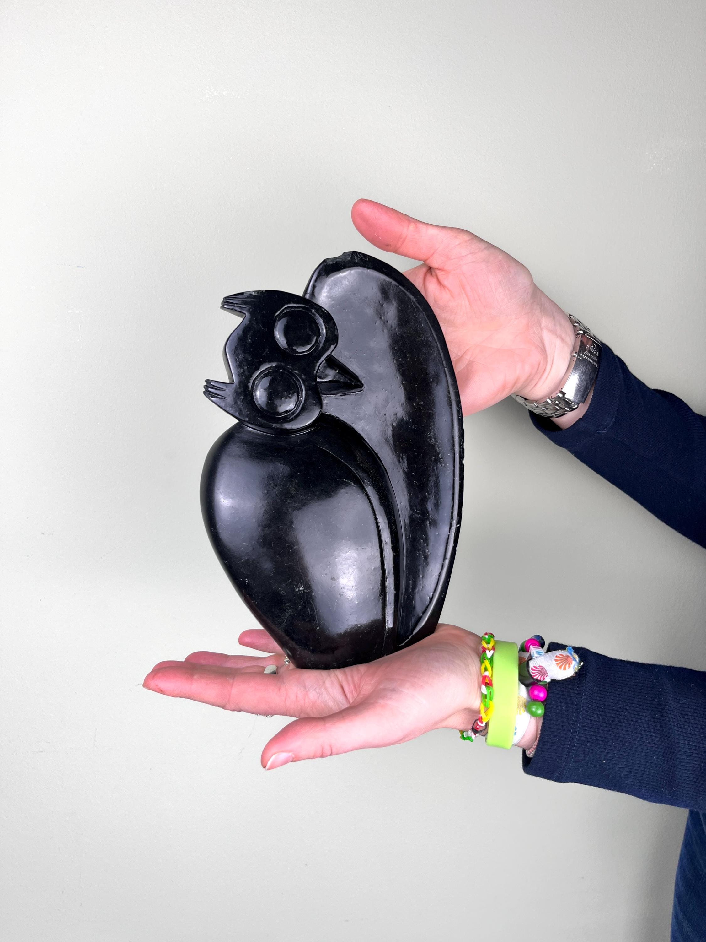 Percy MUKEDA Soapstone Owl Sculpture I Eule Skulptur aus Simbabwe - signiert 1,7 kg