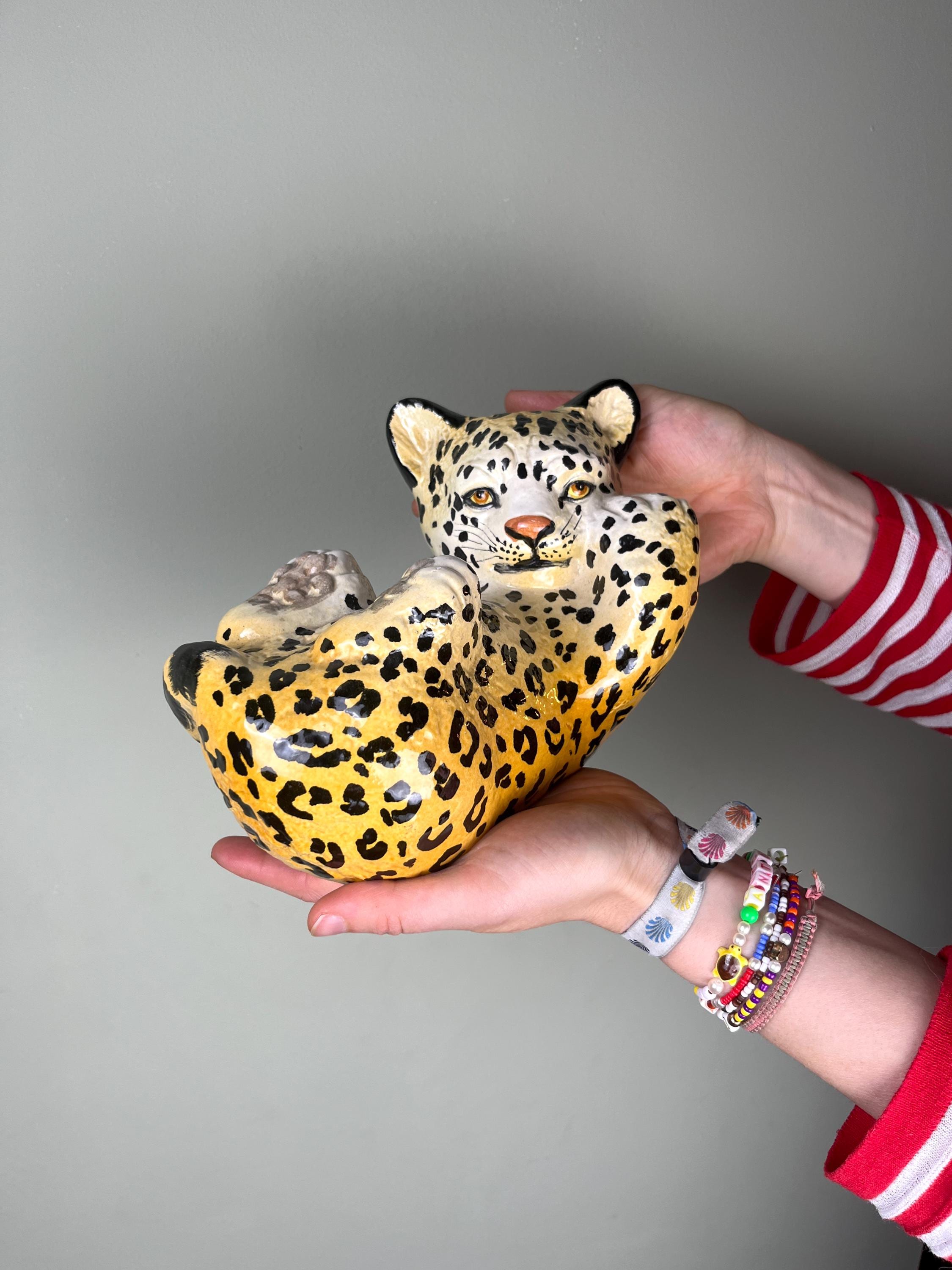 Ceramiche Ronzan 陶器製　イタリア　チーター　アンティーク Ceramiche Ronzan 陶器製 イタリア チーター アンティーク