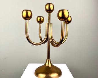 Vintage kandelaar messing I Candle Holder - moderne koperen kandelaar, kandelaar uit de jaren 60 1,15 kg I Brutalist