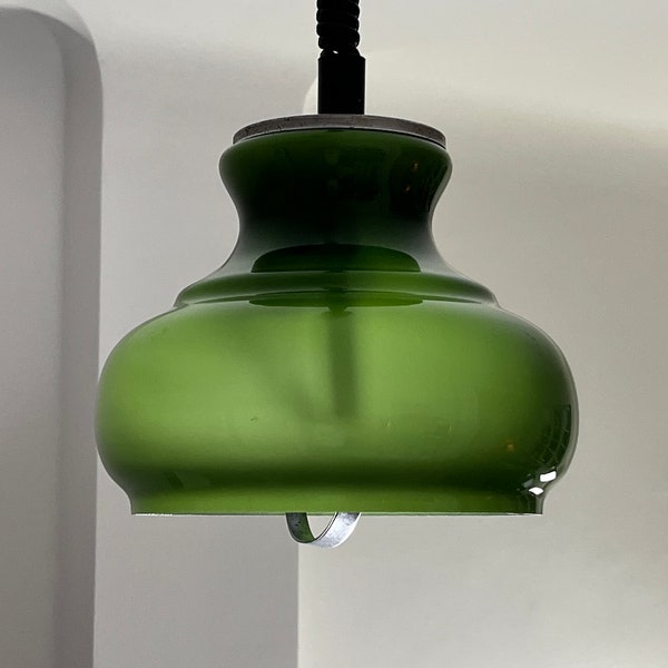 Brevettato ceiling lamp in green glass - Made in Italy - pendant pull light / lamp vintage