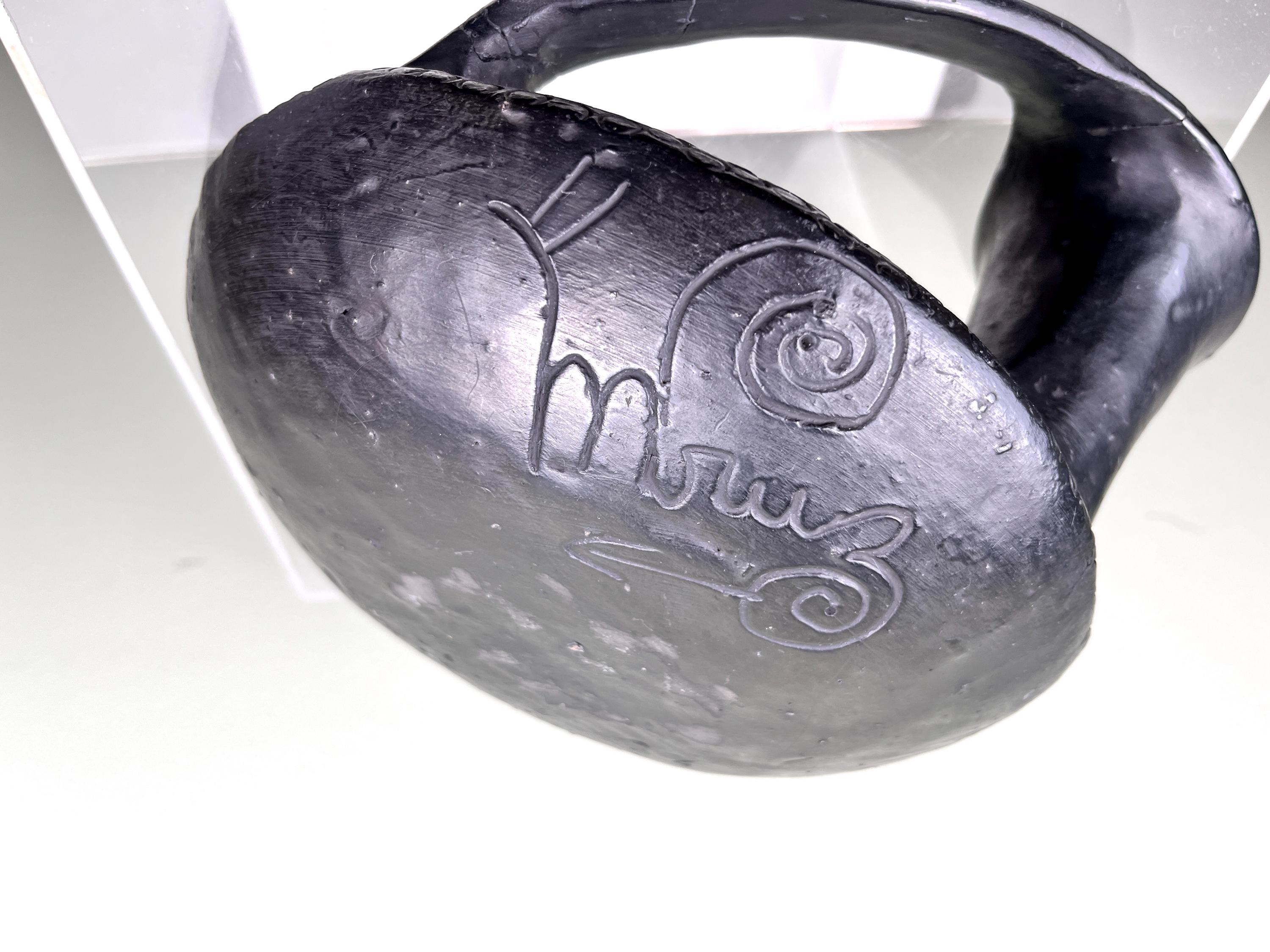 花瓶 - オアハカの黒陶器、メキシコの民芸品 オアハカの黒粘土陶器、黒