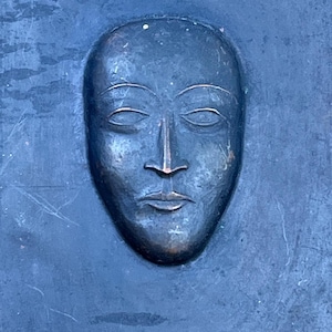Face mask relief 3D I metal 70s. - Relief metal mural mask