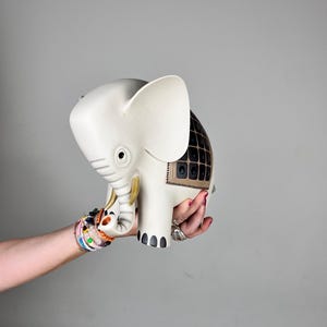 Signed Albonde Elephant ceramic sculpture Tonalá Mexico Studio Pottery Mid Century Modern Folk Art figurine collector's item handmade