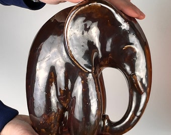 ELEPHANT by Elfriede Balzar-Kopp, Westerwald, Höhr Grenzhausen - stoneware figure, glazed stoneware 20 cm
