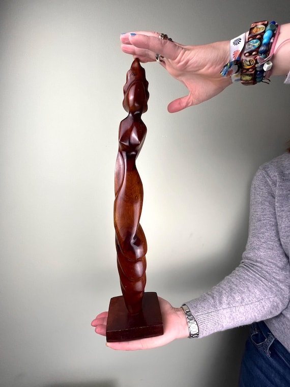 大きな木製フィギュア彫刻マホガニー、ドミニカ共和国、48 cm