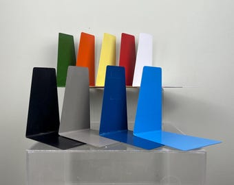 Vintage Soennecken Buchstützen Metall – 60er/70er Jahre West Germany | Farbige Retro Bookends | Bürodesign Mid Century