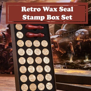 Kit de sello de sello de cera retro, juego de caja de cera de sellado, sello de cera, sellos de cera, juego de sello de cera, sello personalizado, pegatinas de cera de boda, sello de cera de invitación