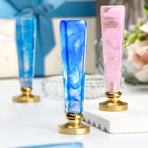 Fantasy glue resin handle Fantasy blue pink | wax seal handle tool accessories | Colorful and transparent Handle for Wax Seal Stamp