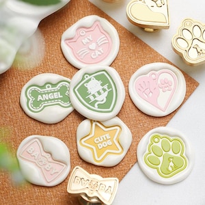 Série de médailles pour animaux de compagnie | Cachet de cire fait main | tête en cuivre gaufré | Tampon en métal | Tampon personnalisé | Pour les cartes, les enveloppes et les invitations