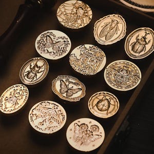 Insekten Serie | Siegelstempel | geprägter Kupferkopf | Metallstempel | Personalisierter Stempel | Für Karten, Umschläge, Hochzeitseinladungen