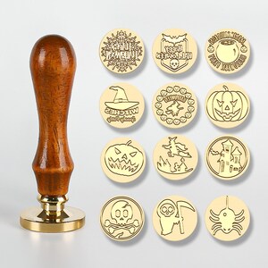 Halloween Briefmarken | Siegelstempel | Geprägter Kupferkopf | Metallstempel | Personalisierter Stempel | Für Karten, Umschläge