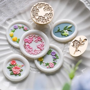 Serie Flores en Relieve / Sello de Lacre / Cabeza de Cobre Repujado / Sello Metálico / Sello Personalizado / Para Sobres, Invitaciones y Cuadernos