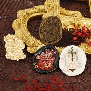 Flower Cage Serie | Siegelstempel | Geprägter Kupferkopf | Metallstempel | Personalisierter Stempel | Für Karten, Umschläge, Hochzeitseinladungen