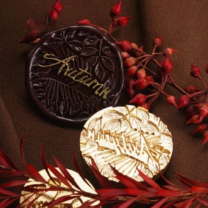 Herbst-Serie | Siegelstempel | Geprägter Kupferkopf | Metallstempel | Personalisierter Stempel | Für Umschläge, Hochzeitseinladung